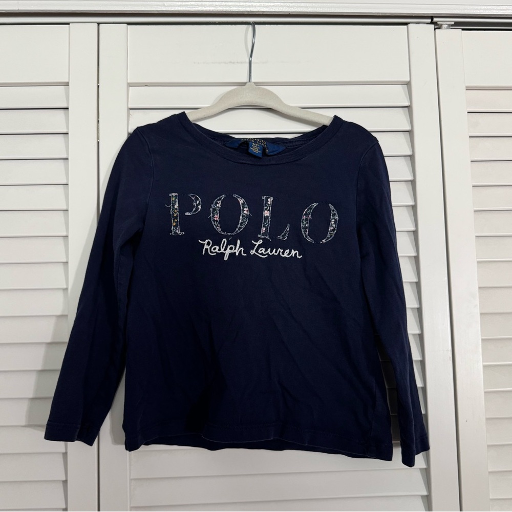 Polo Ralph Lauren Long Sleeve Tee Navy Blue Tee Girls’ 3/3T